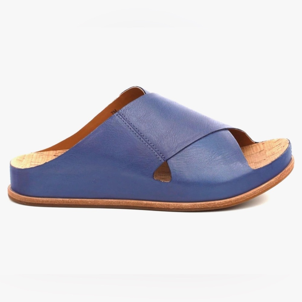 Kork-Ease Blue Leather Slide Sandals